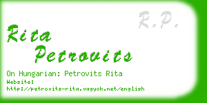 rita petrovits business card